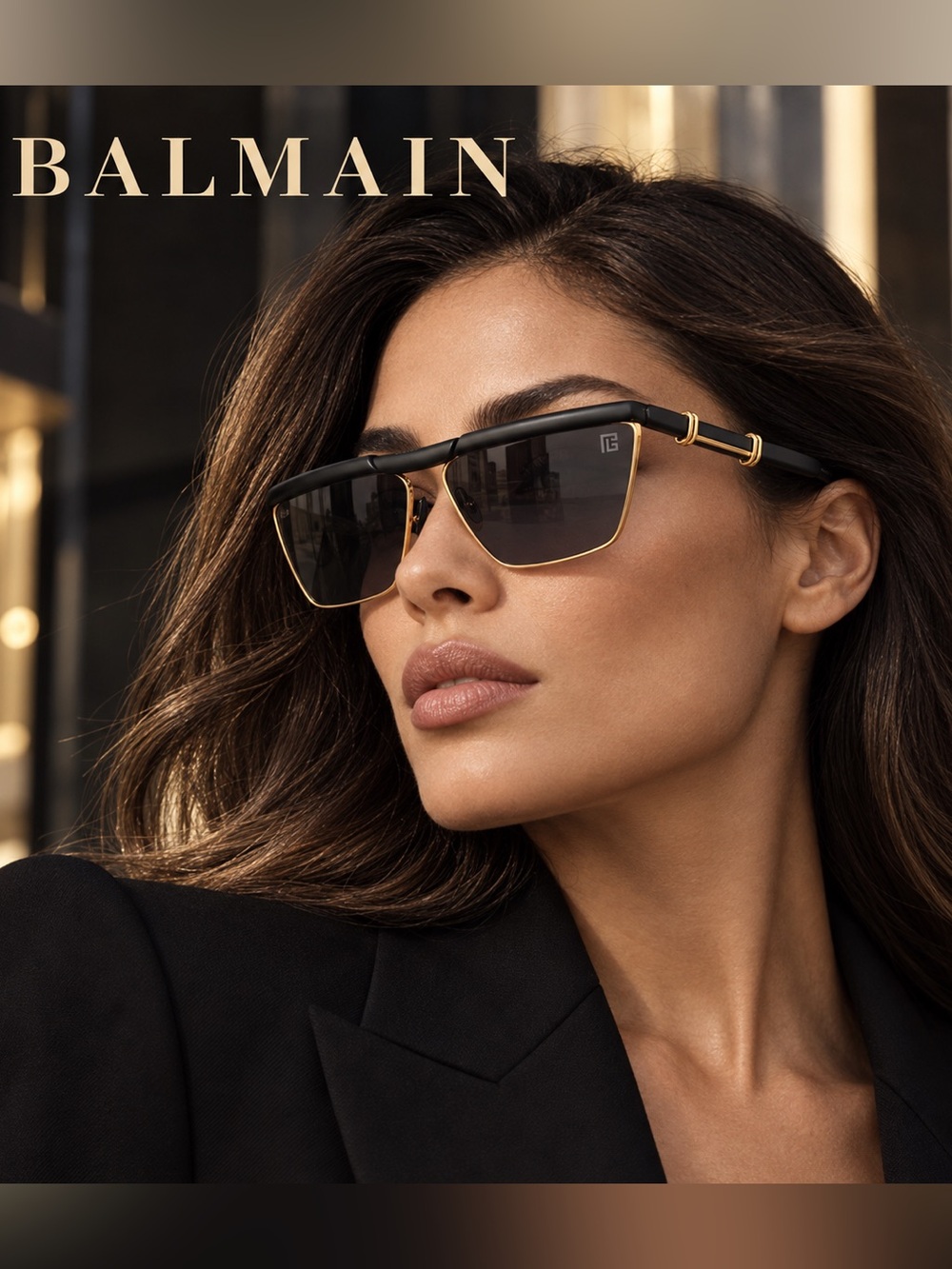 Brand New Balmain BPS-169A Black Gold Titanium Sunglasses Full Set